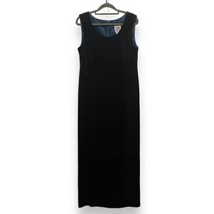Vintage R&M Richards by Karen Wong Dark Green Velvet Maxi Dress Size 10